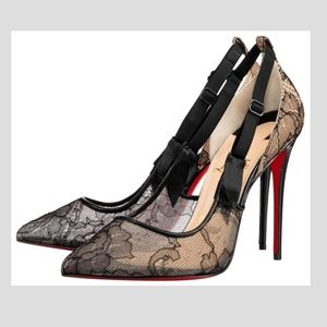 Louboutin Nappa Chantilly Lace Heels Pumps 36